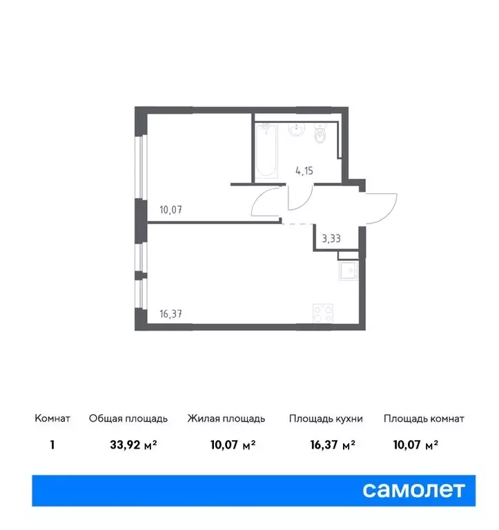 1-комнатная квартира: деревня новосаратовка, невская долина, 1.3 . - Фото 0