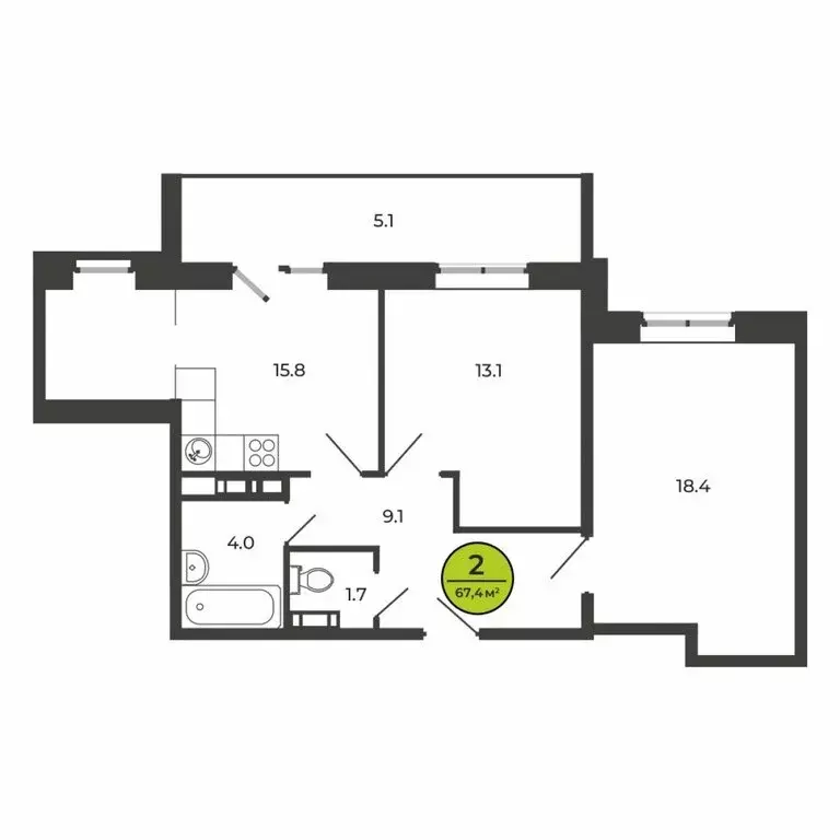 2-комнатная квартира: Свень, Соборная улица, 24 (67.4 м) - Фото 0