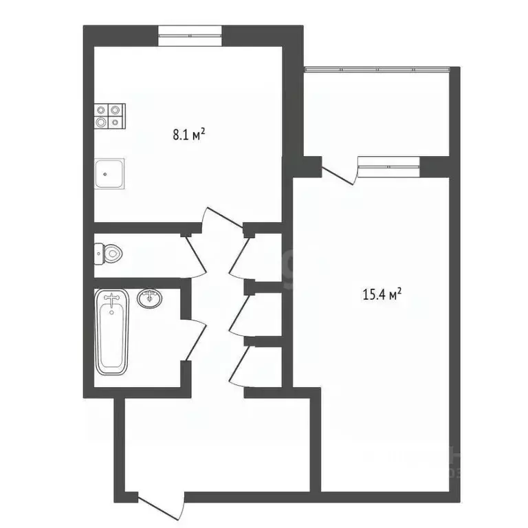 1-к кв. Ямало-Ненецкий АО, Новый Уренгой Мирный мкр, 1/3 (35.1 м) - Фото 2