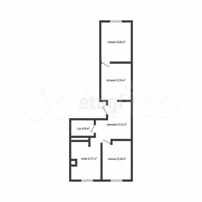 3-к. квартира, 73,4 м, 8/8 эт. - Фото 1