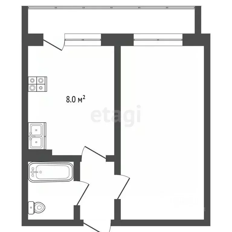 1-к кв. Ханты-Мансийский АО, Сургут ул. Пушкина, 8 (34.6 м) - Фото 1