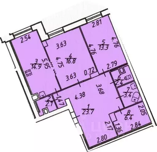 2-к кв. Санкт-Петербург ул. Руднева, 18 (83.0 м) - Фото 1