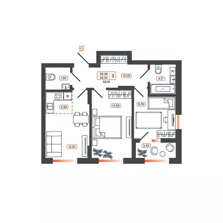 3-к кв. Ростовская область, Батайск ул. Дружная, 10 (58.81 м) - Фото 1