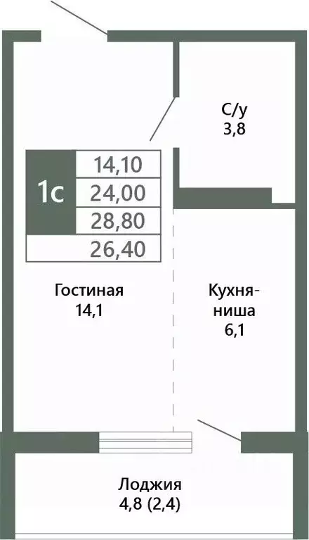 1-к кв. Кемеровская область, Кемерово 64-й мкр, Лучи жилой комплекс ... - Фото 1
