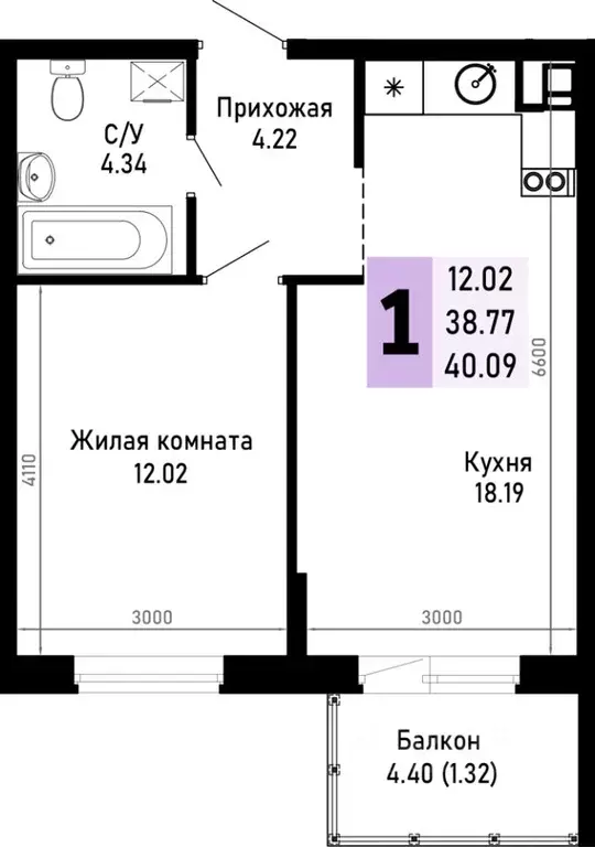 1-к кв. Краснодарский край, Анапа муниципальный округ, Нижняя ... - Фото 1