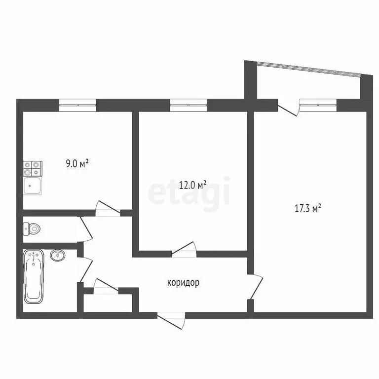2-комнатная квартира: Тюмень, Ставропольская улица, 9 (50.3 м) - Фото 1