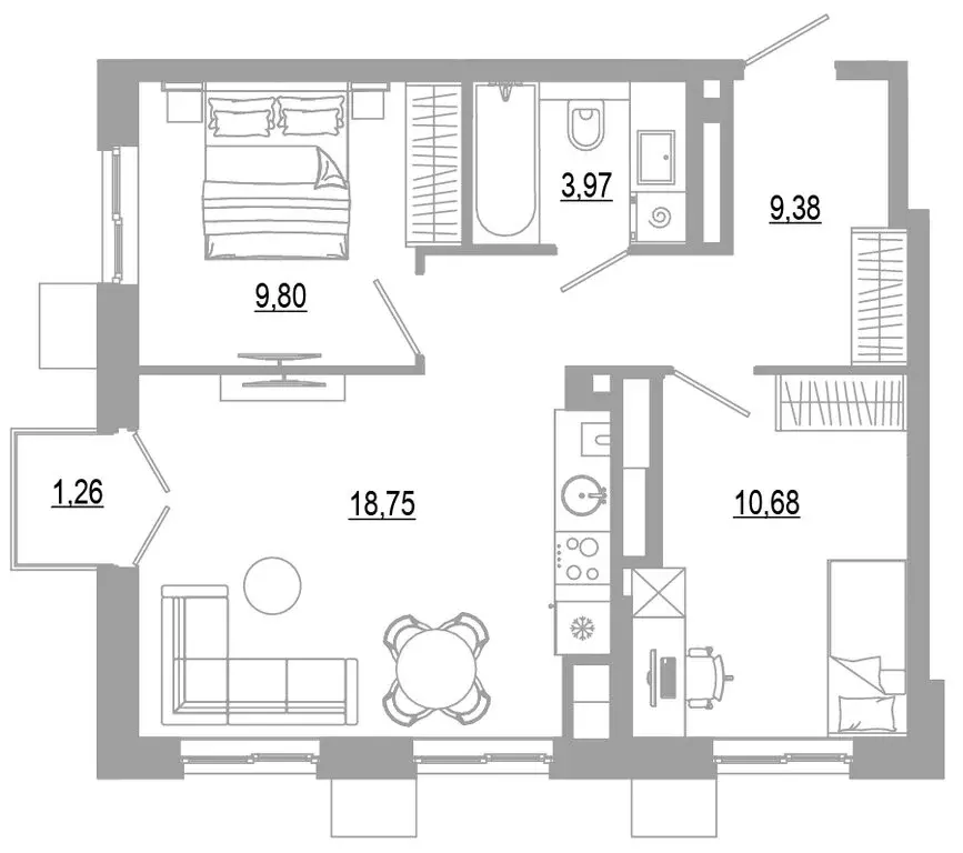 2-комнатная квартира: Астрахань, Ленинский район (53.84 м) - Фото 0