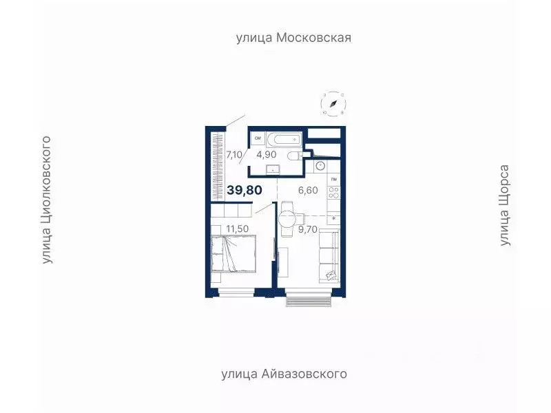 1-к кв. Свердловская область, Екатеринбург ул. Московская, 249/2 (39.7 ... - Фото 0