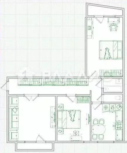 3-к кв. Пензенская область, Пенза Конструкторская ул., 6 (67.4 м) - Фото 2