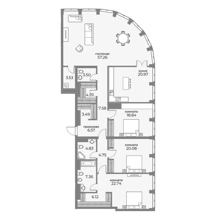 4-комнатная квартира: Москва, Дружинниковская улица, 15А (196.2 м) - Фото 1
