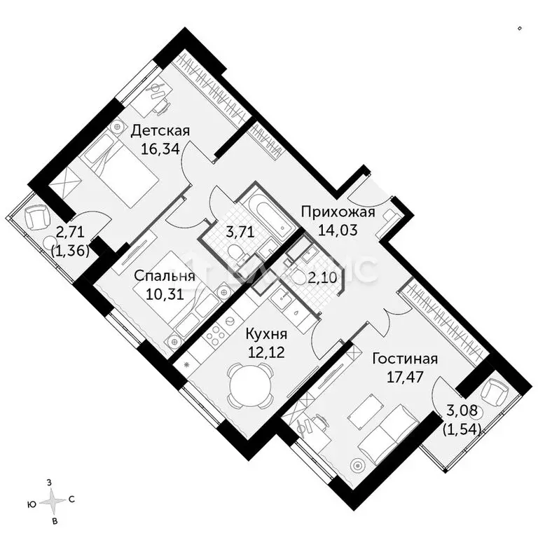 3-комнатная квартира: Калуга, Пригородная улица, 56 (76.3 м) - Фото 0