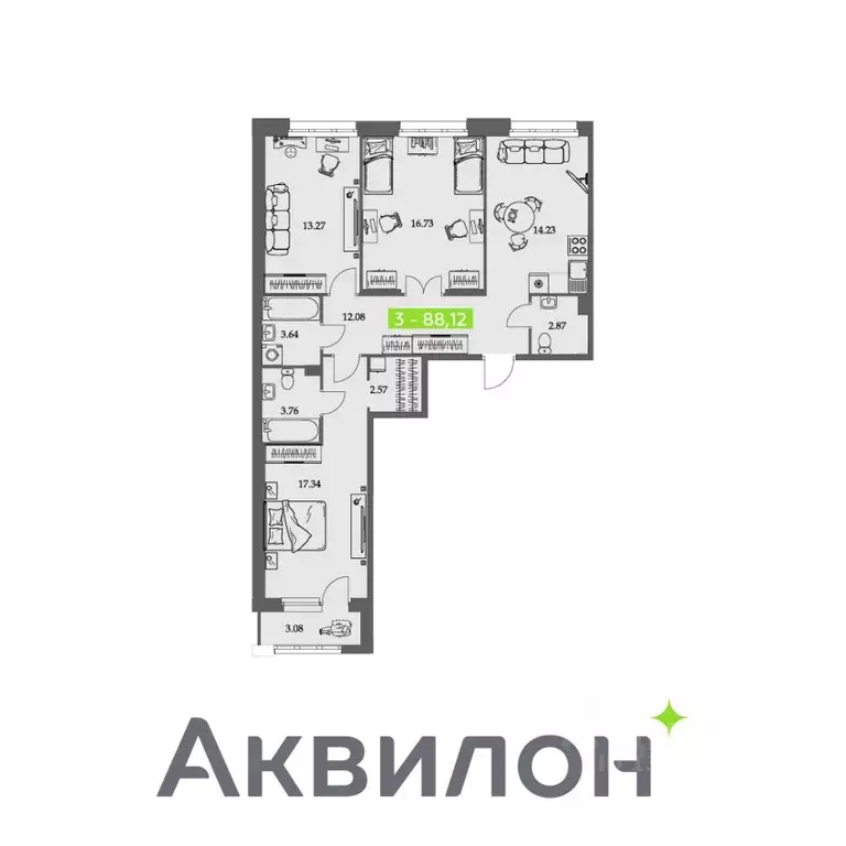3-к кв. Архангельская область, Архангельск Троицкий просп., 110 (88.12 ... - Фото 0
