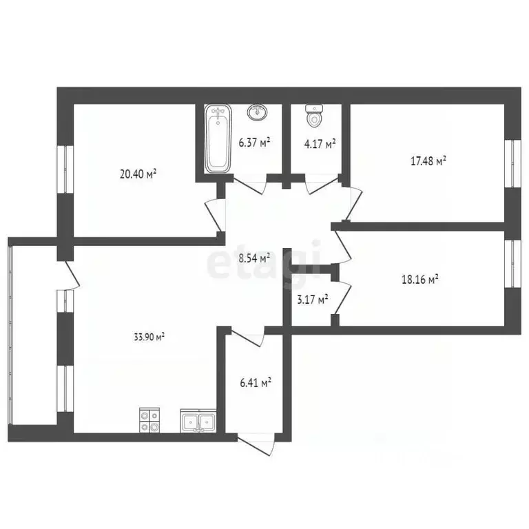 3-к кв. Тюменская область, Тюмень ул. Николая Семенова, 19к1 (119.0 м) - Фото 1