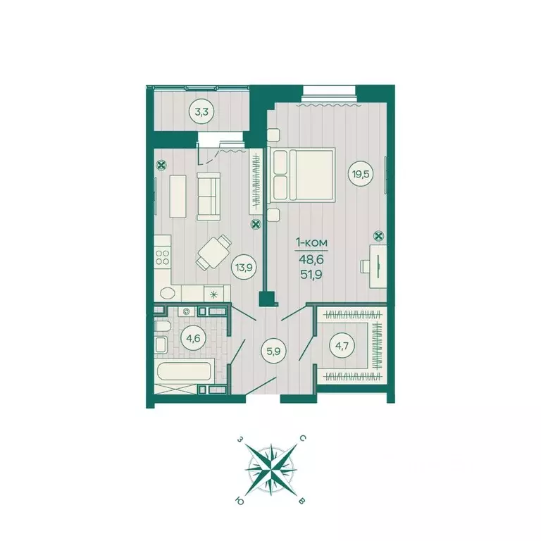 1-к кв. Приморский край, Владивосток Русская ул., 5А (51.9 м) - Фото 1