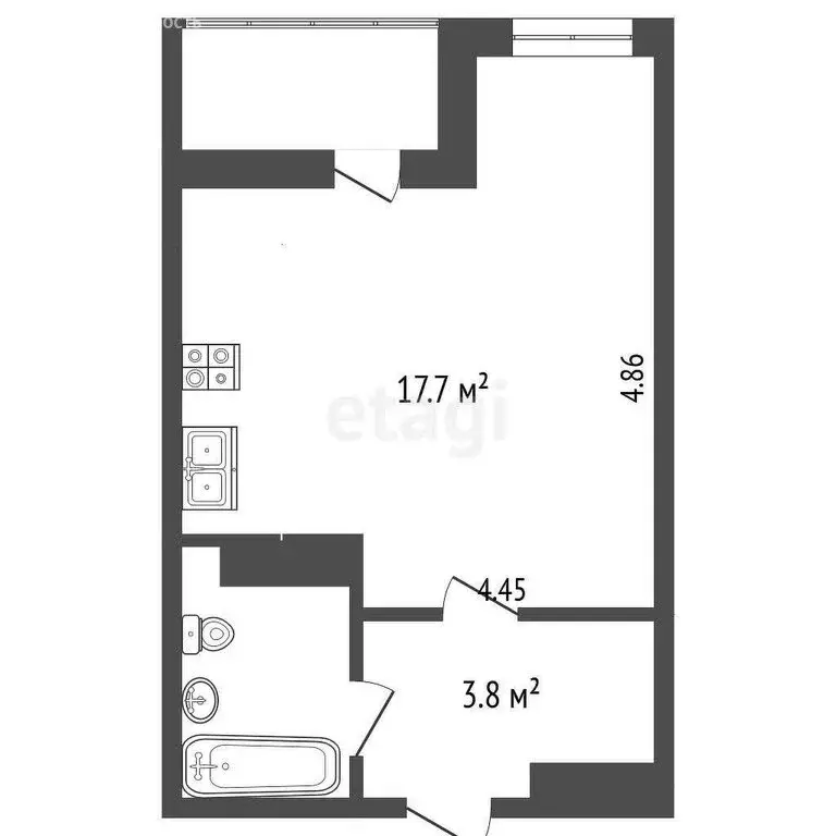 Квартира-студия: Архангельск, Ленинградский проспект, 85 (24.8 м) - Фото 1
