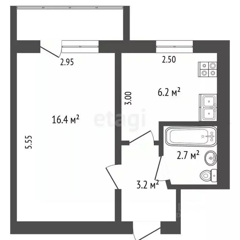 1-к кв. Ростовская область, Батайск ул. Кирова, 7 (29.3 м) - Фото 1