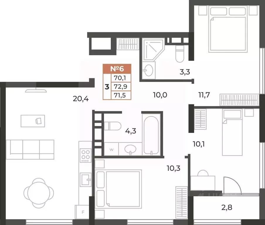 3-к кв. Крым, Симферополь ул. Караимская, 50 (71.5 м) - Фото 0