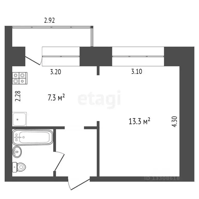 1-к кв. Омская область, Омск ул. Гуртьева, 33 (27.0 м) - Фото 1