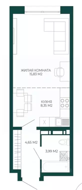 1-к кв. Пензенская область, Пенза Чаадаев жилой комплекс (32.82 м) - Фото 1