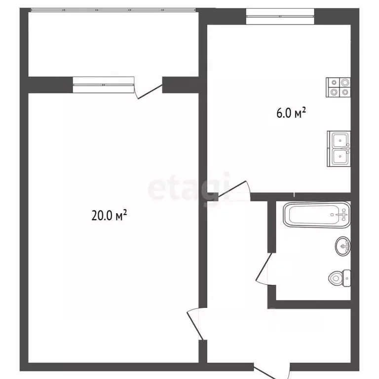 1-к кв. Москва ул. Генерала Тюленева, 7К2 (34.7 м) - Фото 2