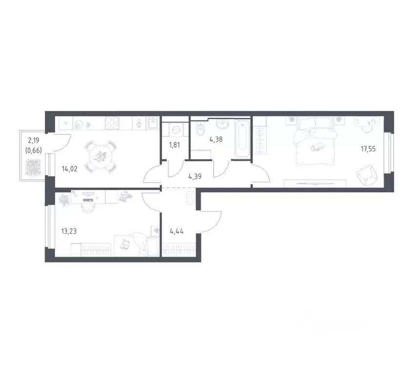 2-к кв. Московская область, Ленинский городской округ, д. Калиновка ... - Фото 1