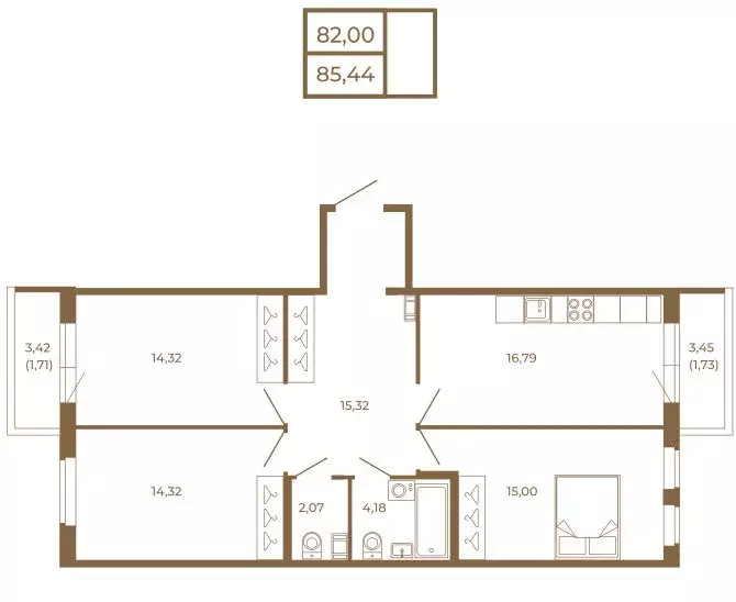 3-комнатная квартира: Сертолово, Златоглавая улица, 2к2 (85.44 м) - Фото 1
