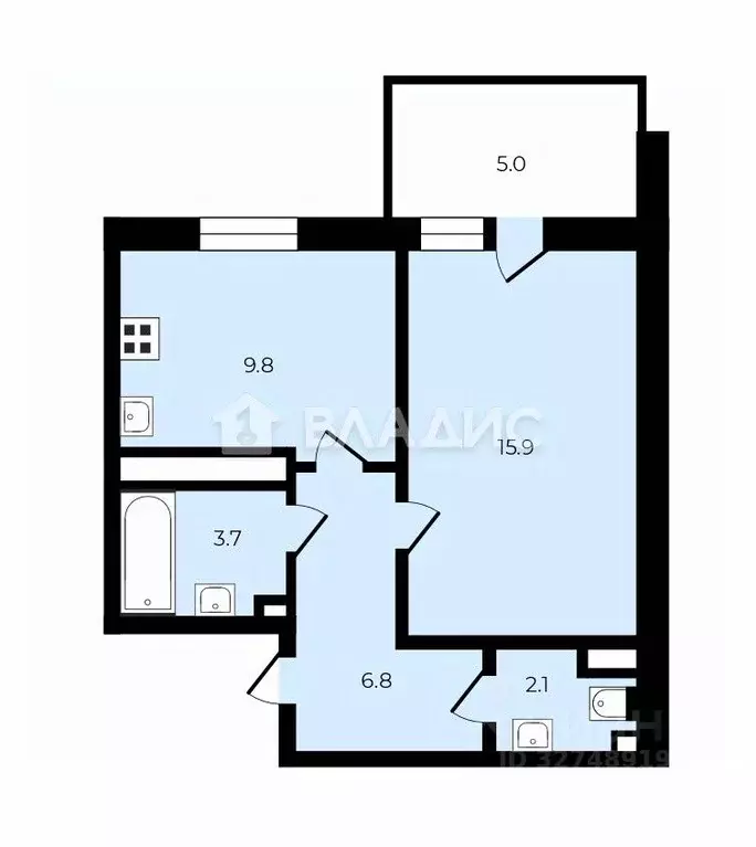 1-к кв. Санкт-Петербург Комендантский просп., 67 (38.3 м) - Фото 2