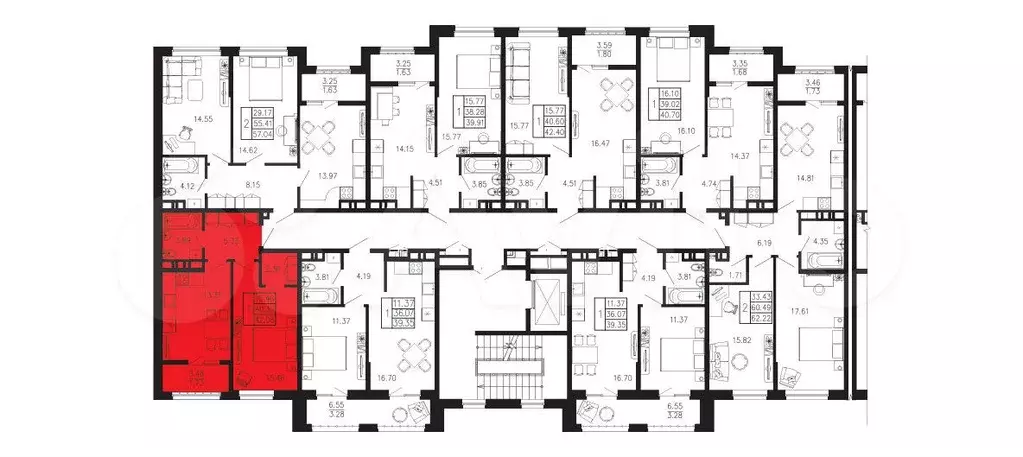 1-к. квартира, 42,1 м, 2/9 эт. - Фото 1