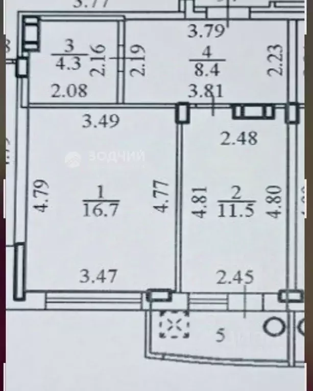 1-к кв. Чувашия, Чебоксары Ярмарочная ул., 9к2 (45.9 м) - Фото 2