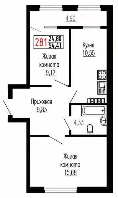 2-к кв. Свердловская область, Екатеринбург ул. Лыжников, 3 (54.41 м) - Фото 0