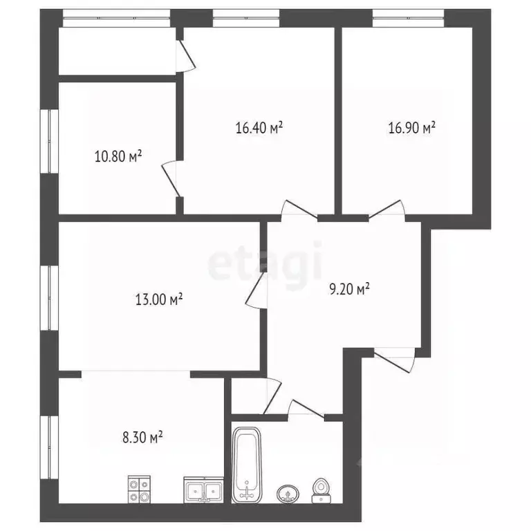 4-к кв. Севастополь ул. Розы Люксембург, 52 (81.9 м) - Фото 1