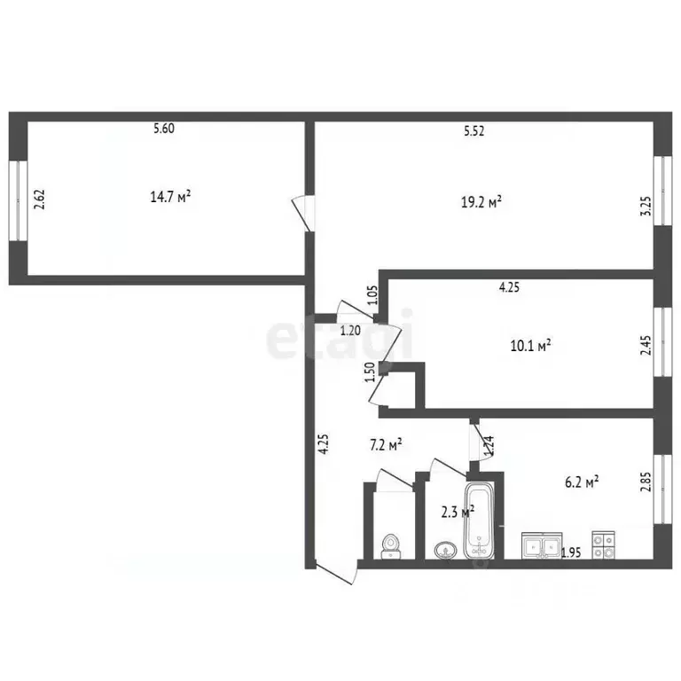 3-к кв. Калужская область, пос. Бабынино ул. Молодежная, 15 (61.0 м) - Фото 1