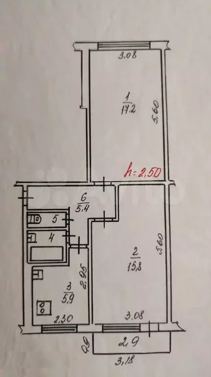 2-к. квартира, 47,5 м, 4/5 эт. - Фото 0