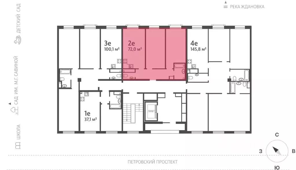 2-к кв. Санкт-Петербург Петровский просп., 9к2 (71.9 м) - Фото 1