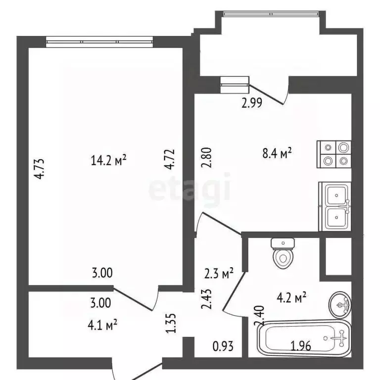 1-к кв. Санкт-Петербург Парашютная ул., 61к1 (33.2 м) - Фото 1