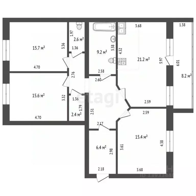 3-к кв. Тюменская область, Тюмень ул. Николая Федорова, 24 (99.9 м) - Фото 2