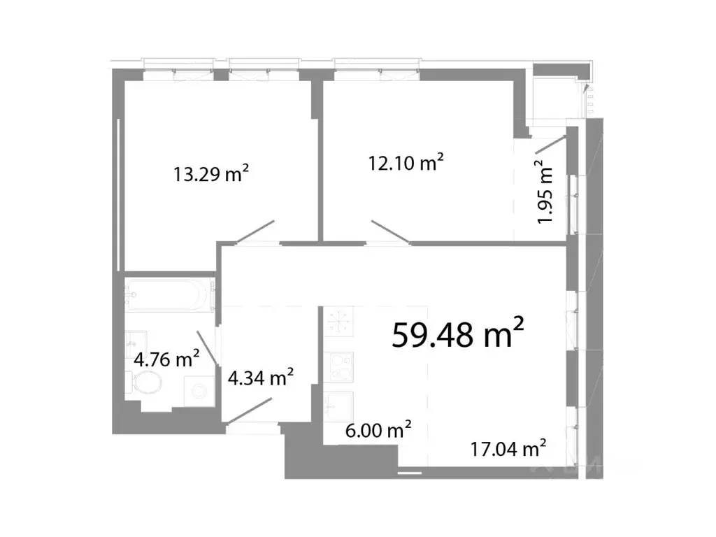 3-к кв. Челябинская область, Челябинск ул. Худякова, 18/4 (59.48 м) - Фото 0