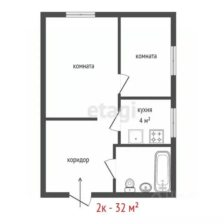 2-к кв. Свердловская область, Екатеринбург ул. Вишневая, 34А (32.0 м) - Фото 2