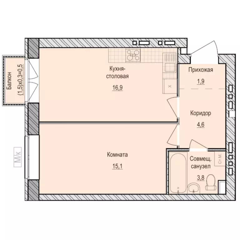 1-к кв. Удмуртия, Завьяловский район, с. Первомайский Санвилл жилой ... - Фото 1