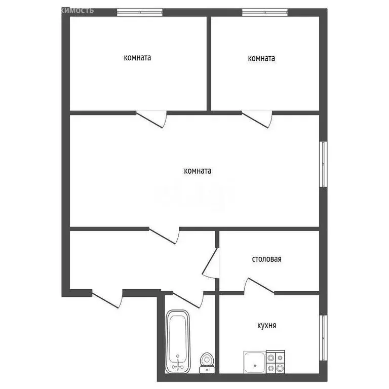 4-комнатная квартира: Аша, улица Кирова, 55 (60.9 м) - Фото 0