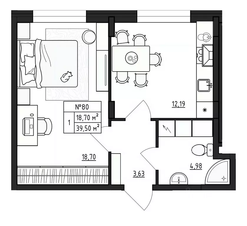 1-к кв. Ленинградская область, Гатчинский муниципальный округ, д. ... - Фото 1