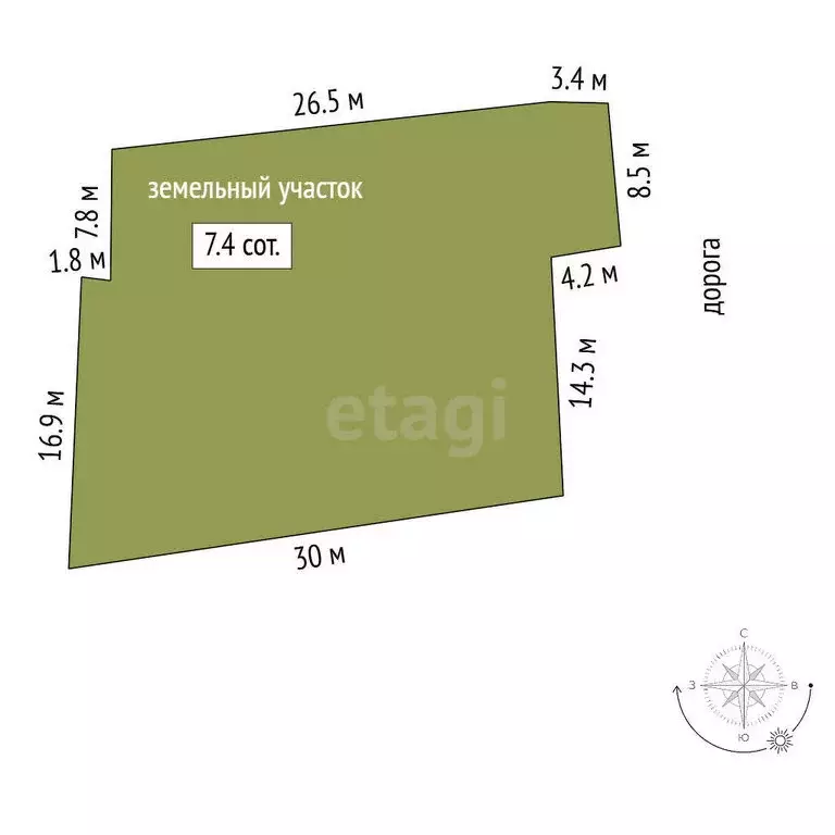 Участок в Миасс, улица Винокурова (7.4 м) - Фото 0