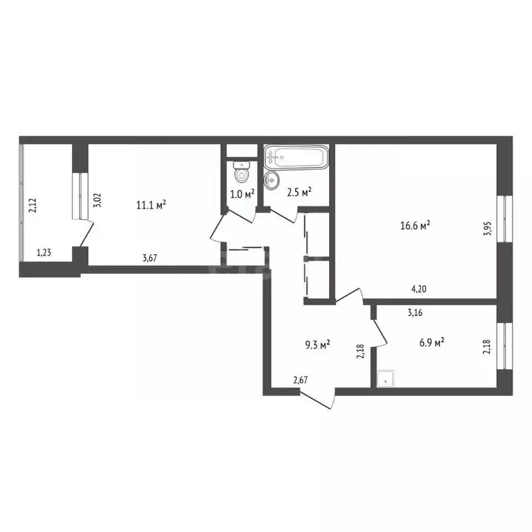 2-к кв. Амурская область, Архара пгт ул. Архаринская, 2/1 (48.8 м) - Фото 1