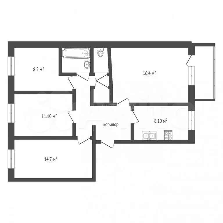 4-к. квартира, 76 м, 5/5 эт. - Фото 0