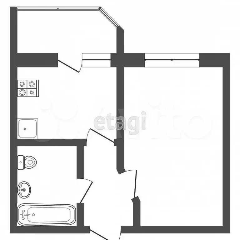 1-к. квартира, 31,8 м, 2/5 эт. - Фото 0