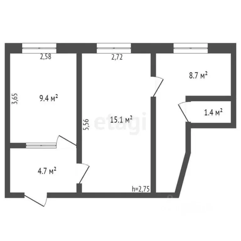 2-к кв. Кемеровская область, Междуреченск Интернациональная ул., 23 ... - Фото 1