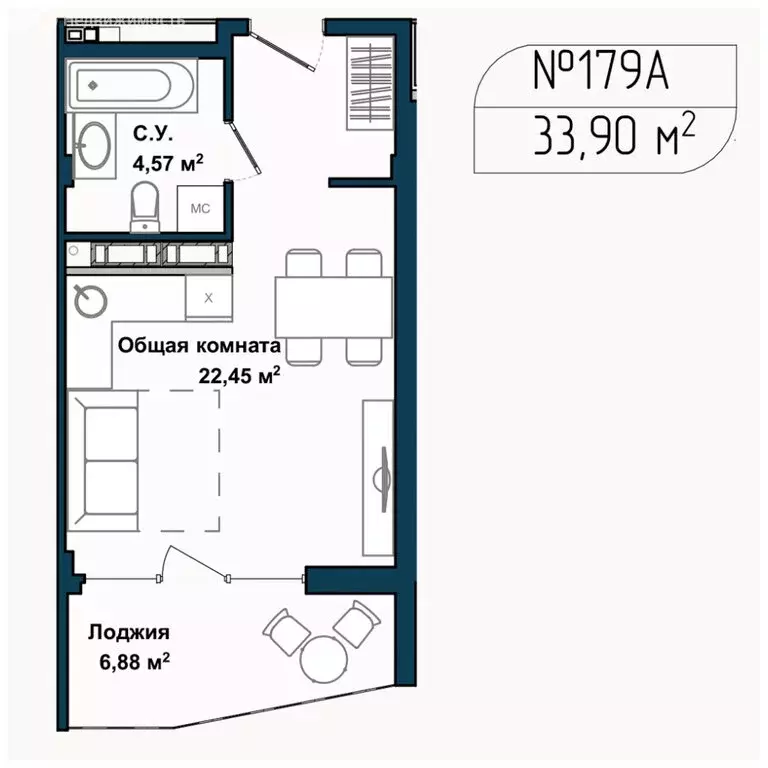1-комнатная квартира: Севастополь, улица Лётчиков, 10к4 (33.2 м) - Фото 1