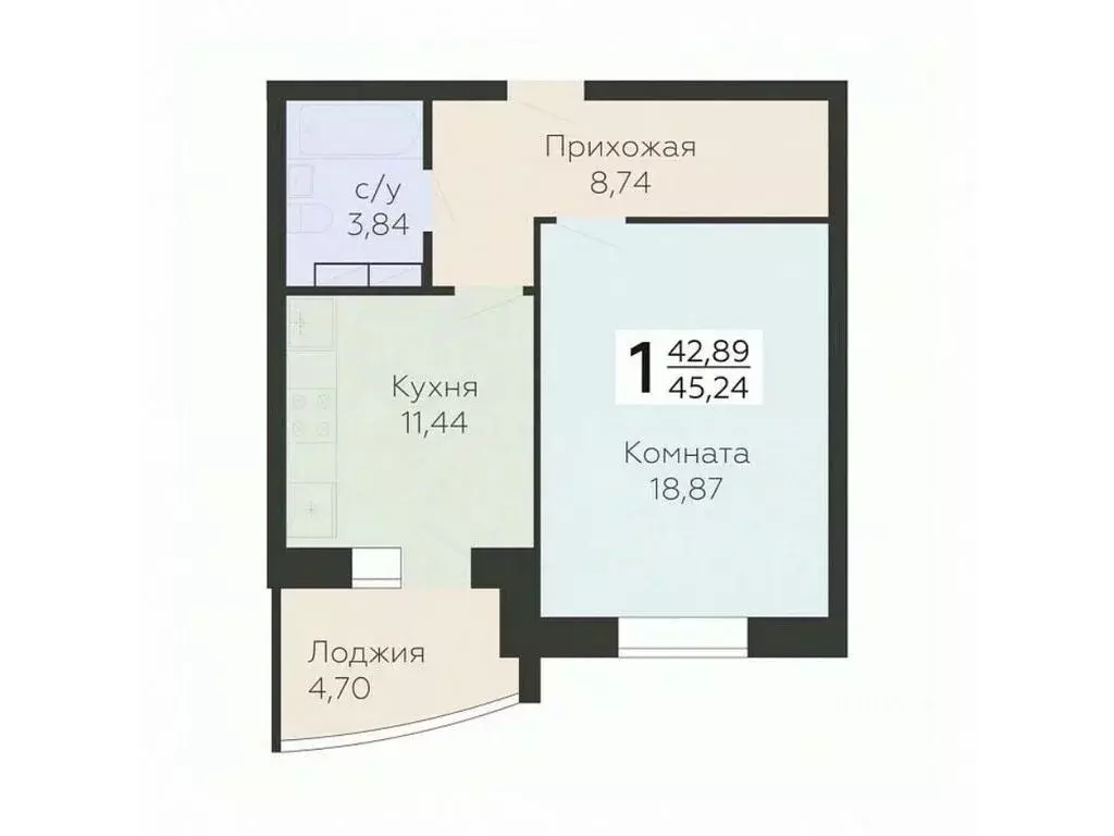 1-к кв. Орловская область, Орел ул. Панчука, 83Б (45.24 м) - Фото 0