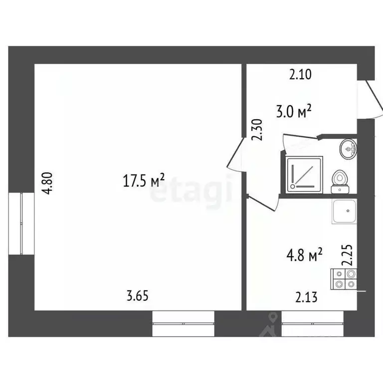 1-к кв. Крым, Симферополь ул. Первомайская (26.8 м) - Фото 2
