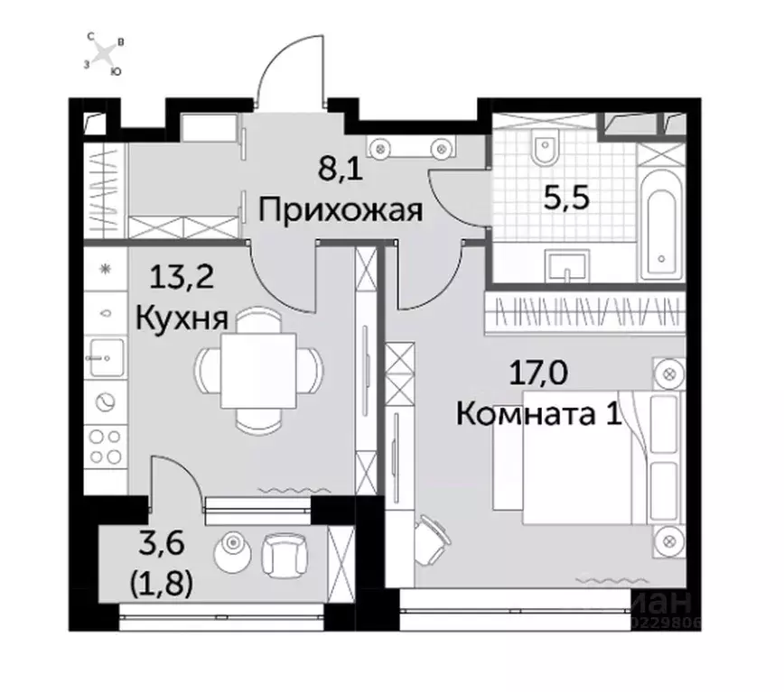 1-к кв. Москва Сидней Сити жилой комплекс, к2/1 (45.6 м) - Фото 0